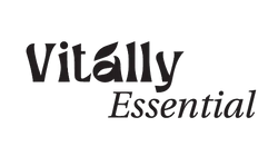 Black 'Vitálly Essential' logo on a white background