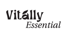Black 'Vitálly Essential' logo on a white background